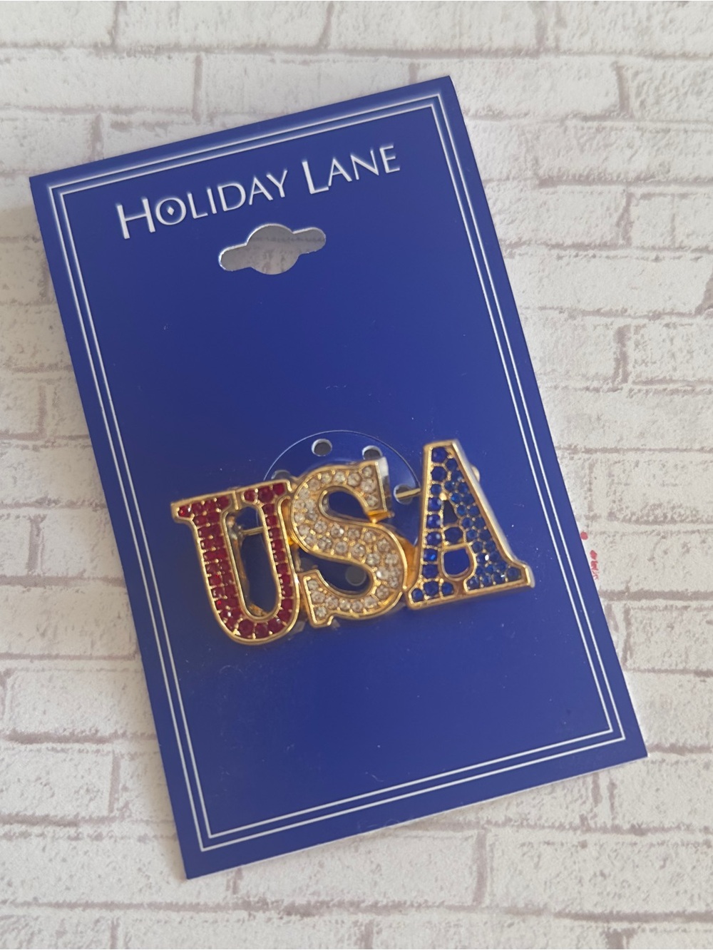 USA Pinned Brooch - Red, White, Blue